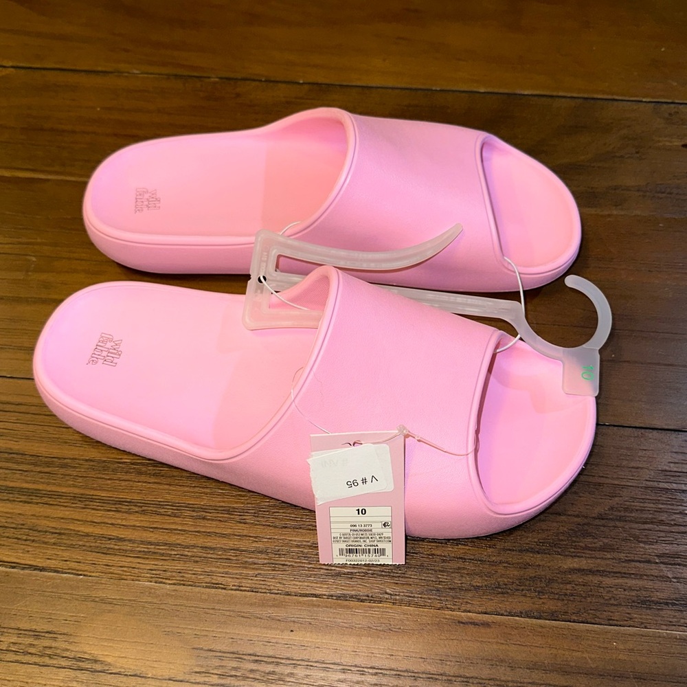 Wild Fable bubble gum pink platform slides NWT‎ size 10 - Picture 4 of 9